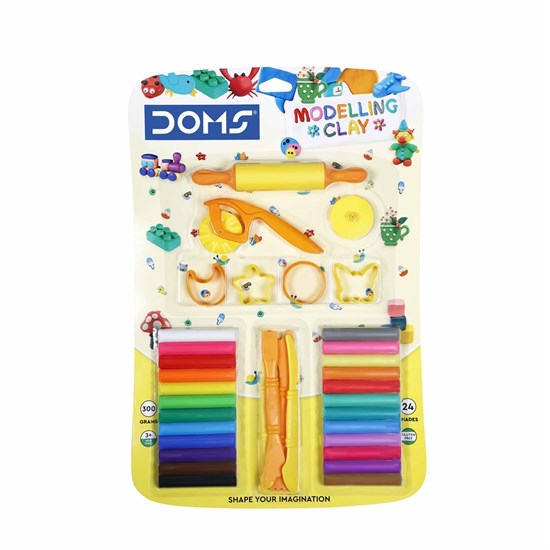 DOMS Modelling Clay 24Shade 300g +4Toys+4Spatula+1